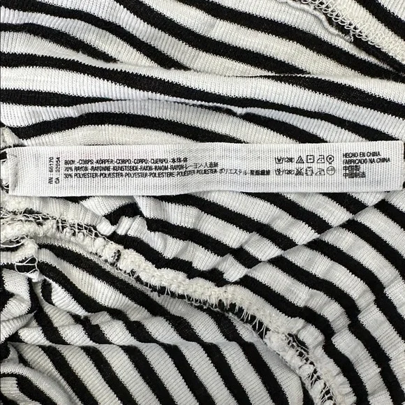 FP Beach by Free People Black and White Striped Peplum Shirt - Picture 5 of 7